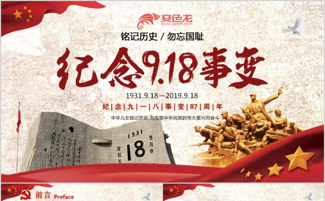 红色纪念勿忘国耻918事变含详细内容PPT模板缩略图