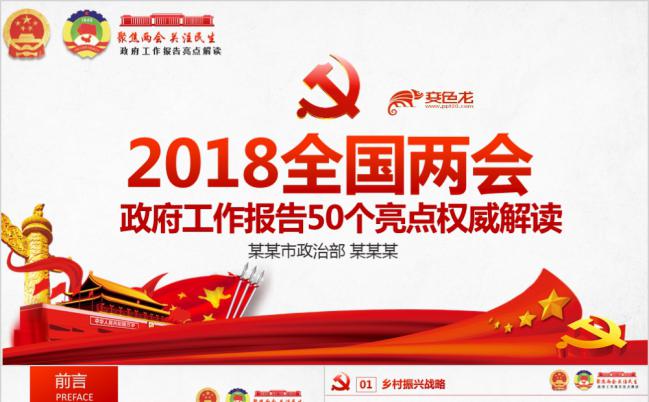 全国两会政府工作报告50个亮点权威解读PPT模板缩略图