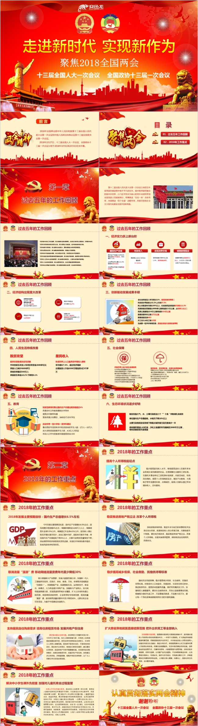 聚焦全国两会精神解读党课学习PPT模板