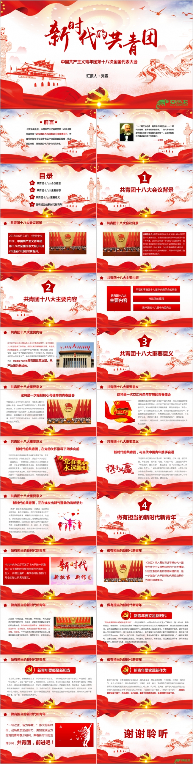 新时代的青年团十八大精神全面解读专题党政学习培训ppt模板