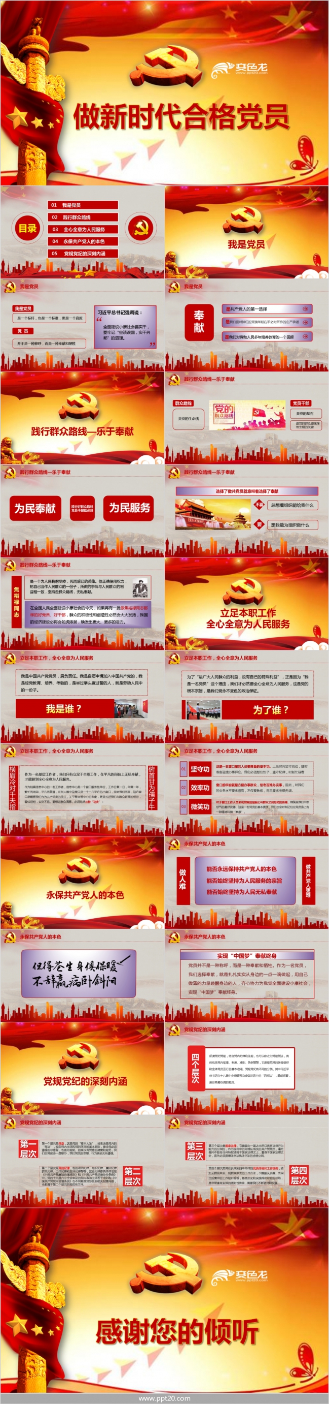 做新时代合格党员党课解读课件PPT模板
