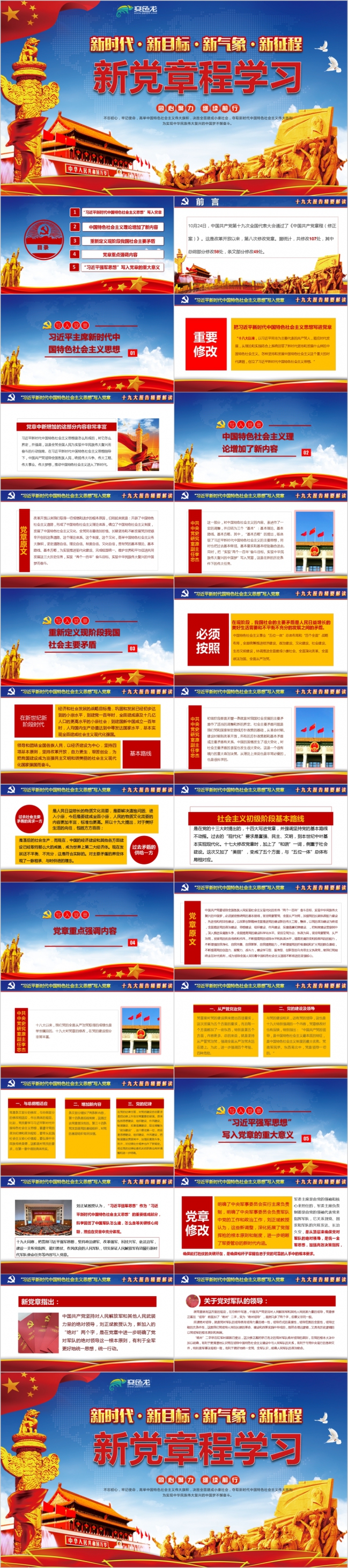 大气新党章学习党建党政党委汇报述职总结廉政PPT模板
