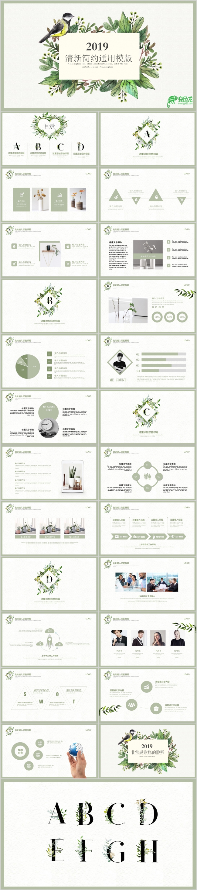 2019清新简约通用工作汇报PPT模版