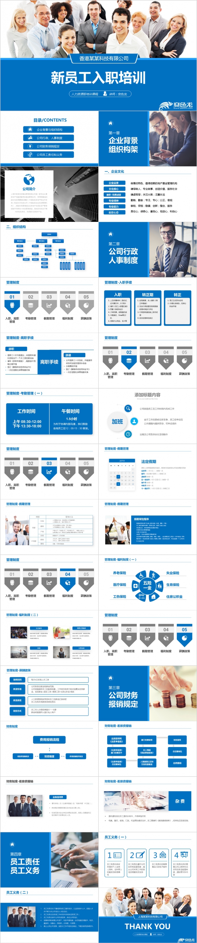 详解企业单位新员工入职培训职工手册ppt模板