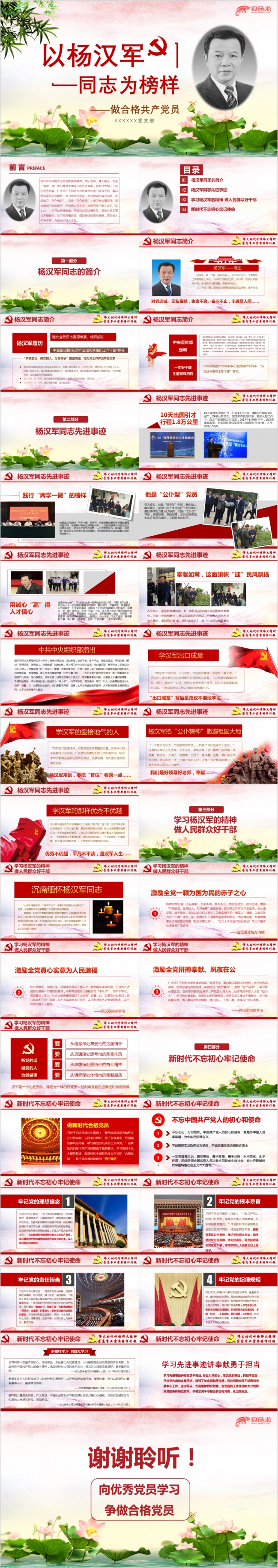 红色党政之以杨汉军同志为榜样学习杨汉军先进事迹ppt模板