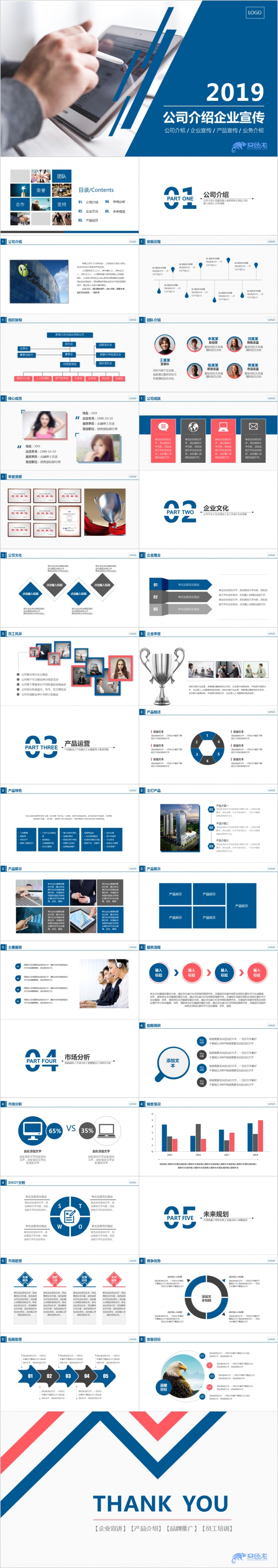 蓝色简约介企业介绍公司简介培训产品推广商业计划书PPT模板