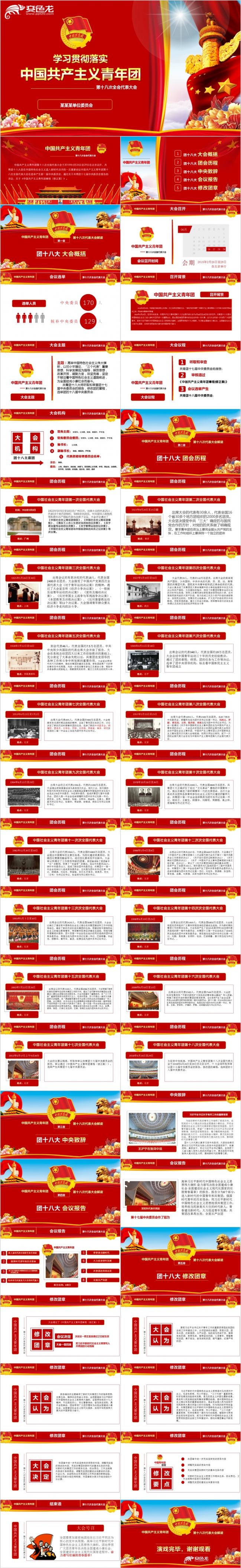 中国青年团十八大会议精神传达解读ppt模板