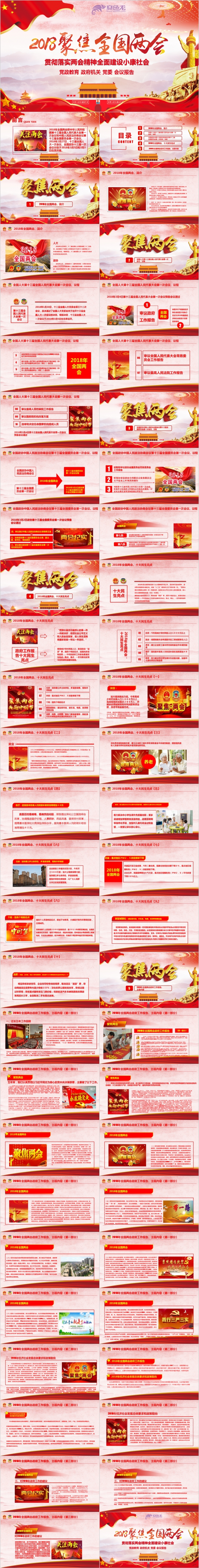 贯彻落实两会精神全面建设小康社会党课学习PPT模板