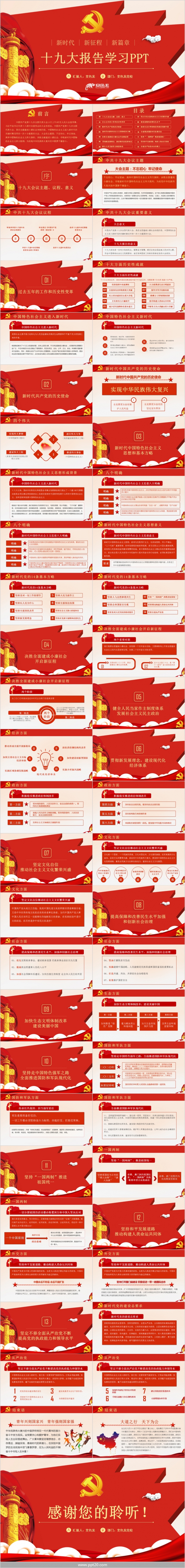 精准完整十九大报告全文解读党课学习PPT模板
