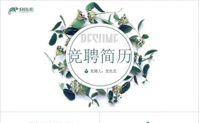 绿色清新个人简历岗位竞聘PPT模板缩略图