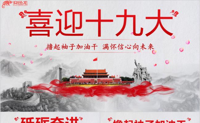 喜迎党的十九大撸起袖子加油干 党政通用PPT模板缩略图