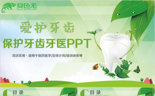 清新简约保护牙齿牙医工作总结PPT模板缩略图