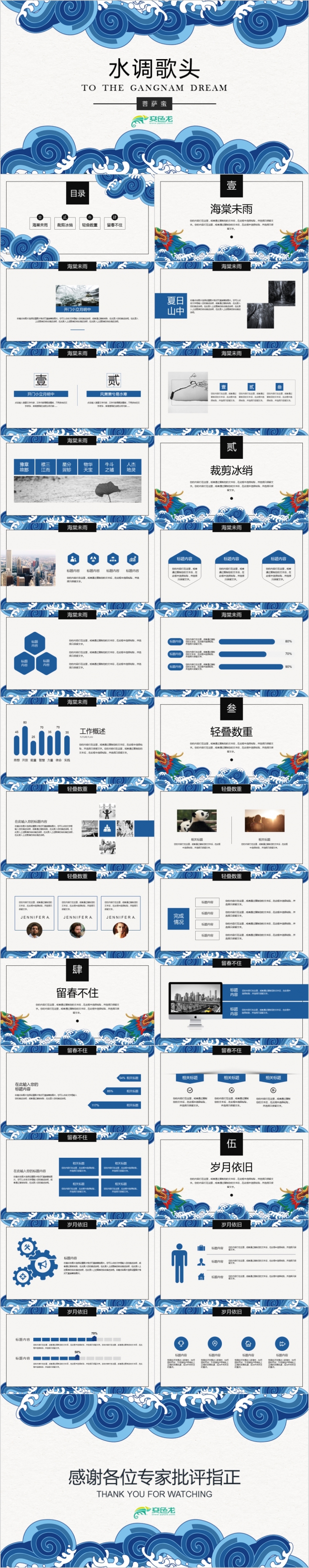 海浪中国风商务商业企业策划工作PPT