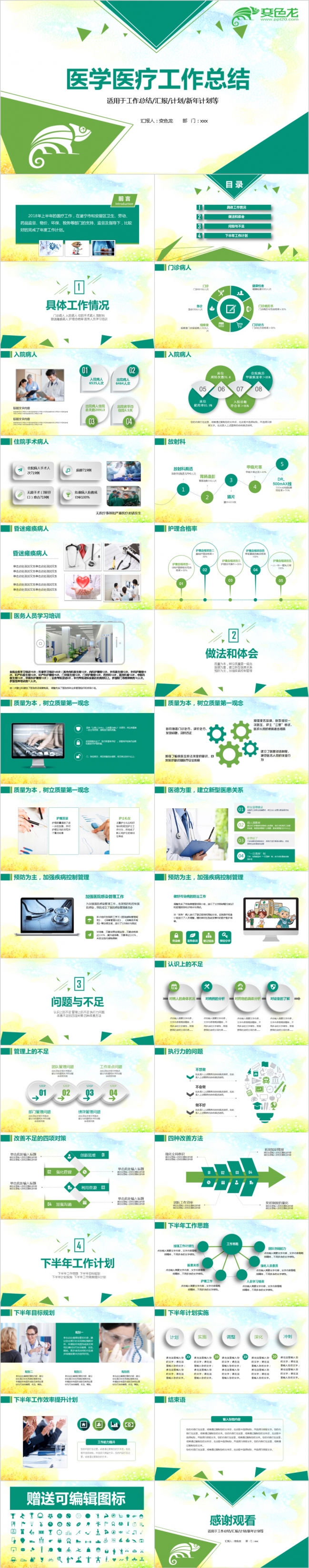 极简风三色医院医生年终总结汇报PPT模板