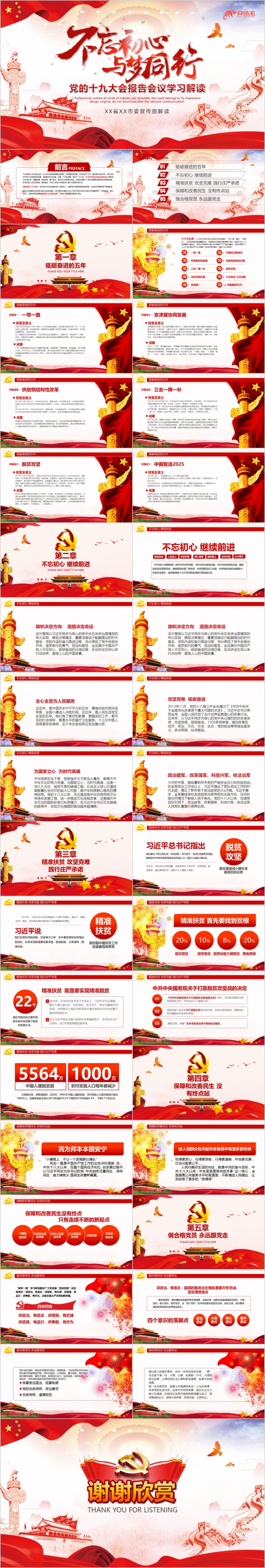 党的十九大会报告会议学习解读专用ppt模板