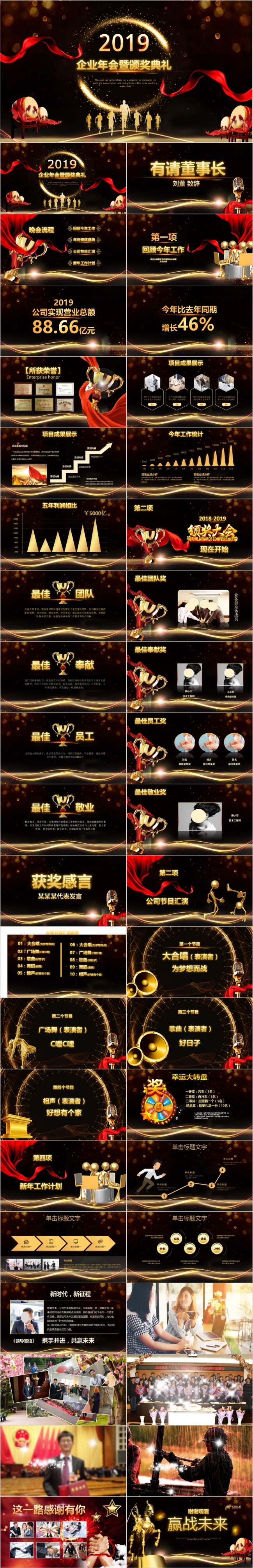 2019猪年文艺演出动员表彰大会猪年颁奖晚会PPT模板