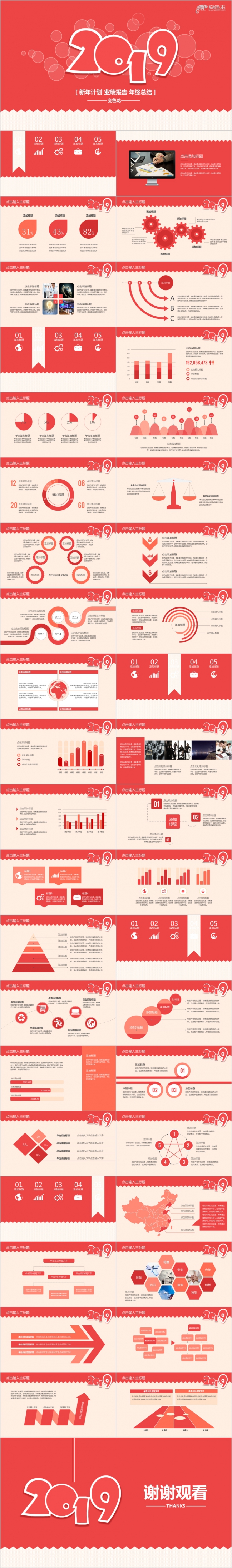 2019新年年终报告总结通用PPT模板