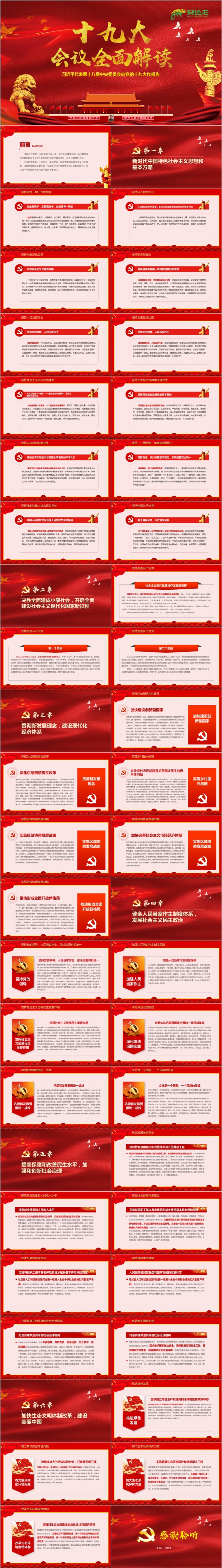十九大会议全面解读大会报告专题PPT模板
