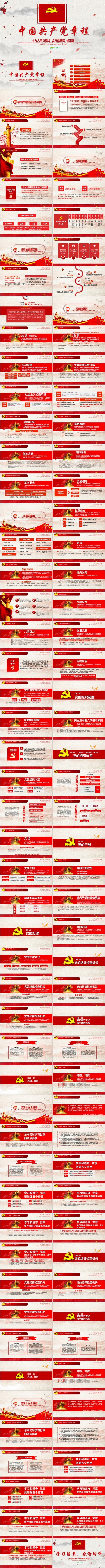 十九大审议通过全方位解读中国共产党章程知识学习PPT模板