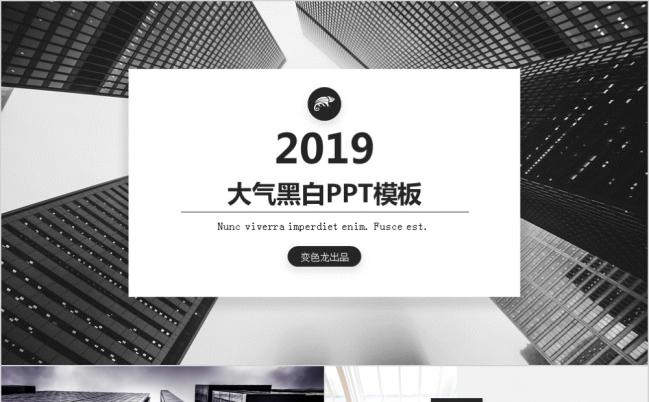 2019黑白简约商务工作汇报PPT模板缩略图