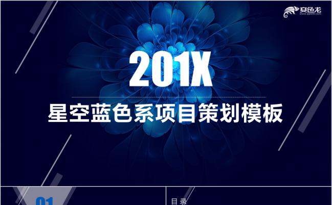 2019时尚星空蓝色系项目策划计划书PPT模板缩略图