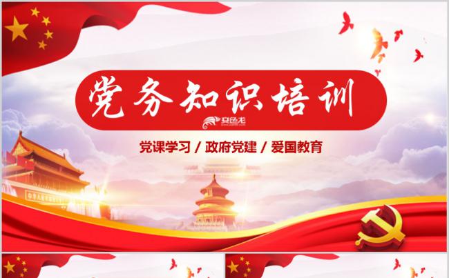 简约红色党务党建爱国教育知识培训PPT模板缩略图