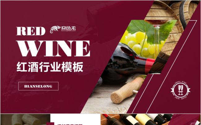 酒红色高端大气红酒行业介绍酒庄葡萄酒知识培训PPT模板缩略图