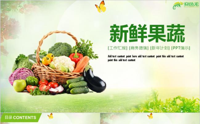清新绿色健康有机无公害果蔬农产品PPT模板缩略图