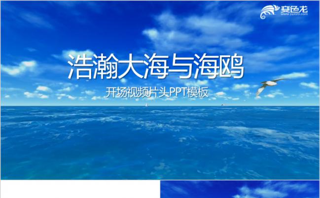 蓝色简约浩瀚大海海鸥工作总结计划通用PPT模板缩略图