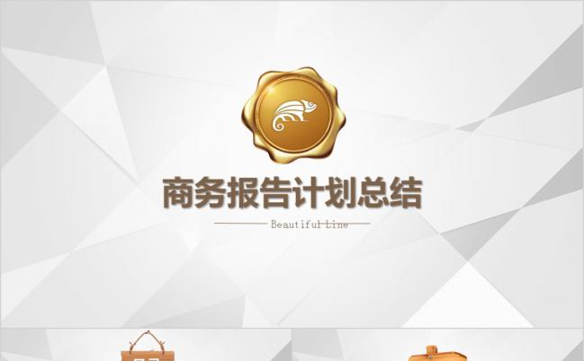 极简银灰色简洁创意商务报告PPT模板缩略图