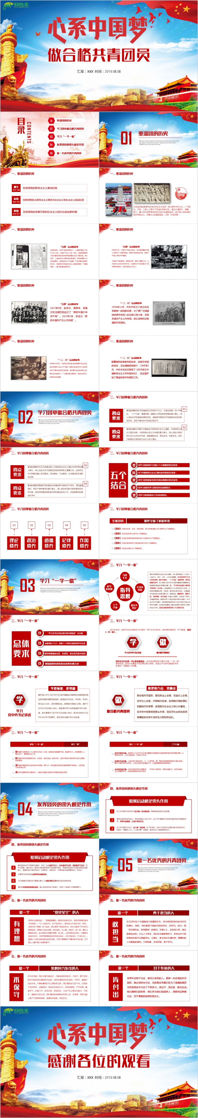 简约党政风心系中国梦做合格共青团员党课学习PPT模板