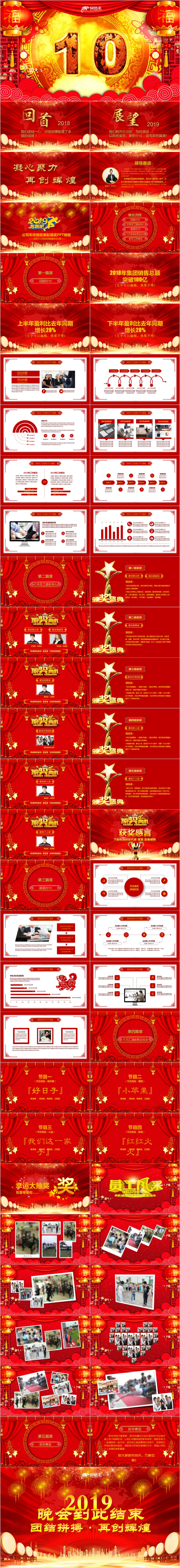 酷炫红色年会盛典优秀员工颁奖晚会PPT模板