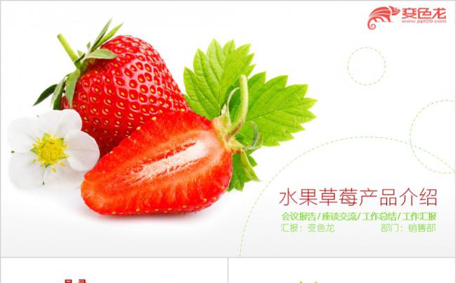简约创意农产品水果草莓产品介绍PPT模板缩略图