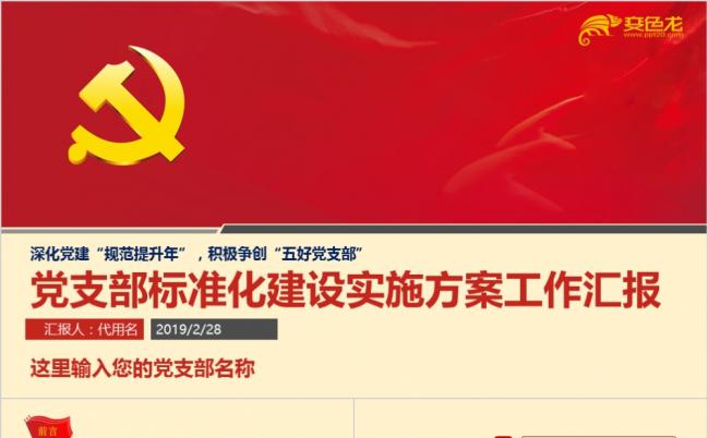 红色党政关于党支部标准化建设基层党建实施方案汇报PPT模板缩略图