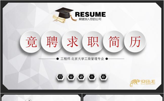 大气简约微粒体竞聘求职简历PPT模版缩略图