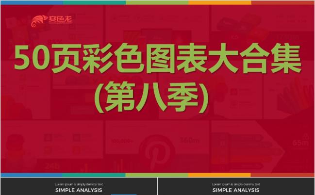 彩色扁平化数据图表合集动态ppt模版缩略图