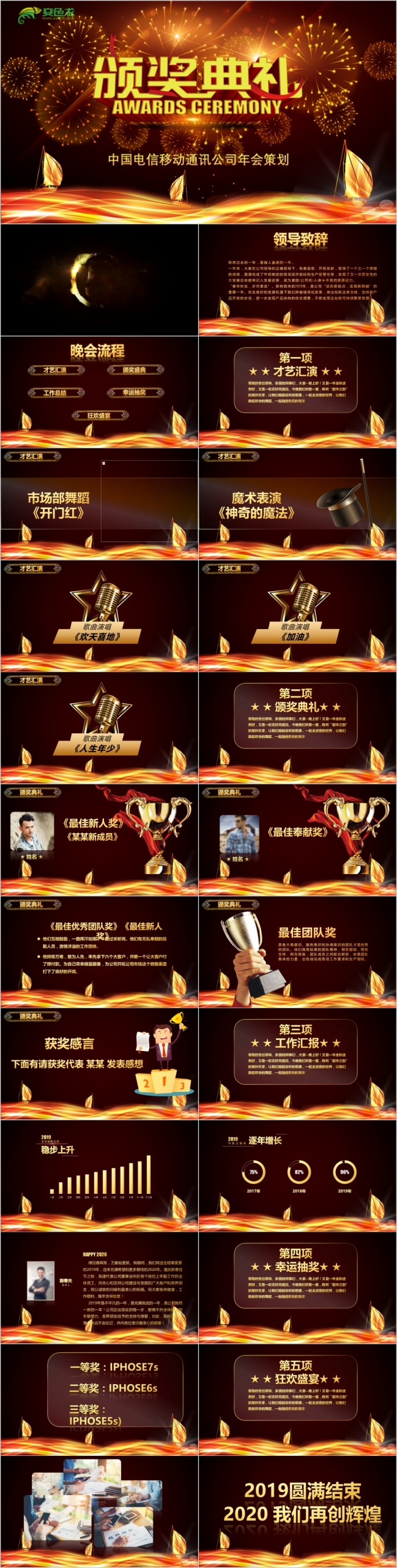 2019高端年会颁奖典礼员工表彰大会PPT