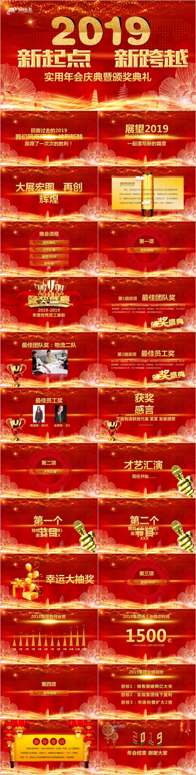 2019工作计划猪年年终总结年会颁奖典礼公司年会PPT模板
