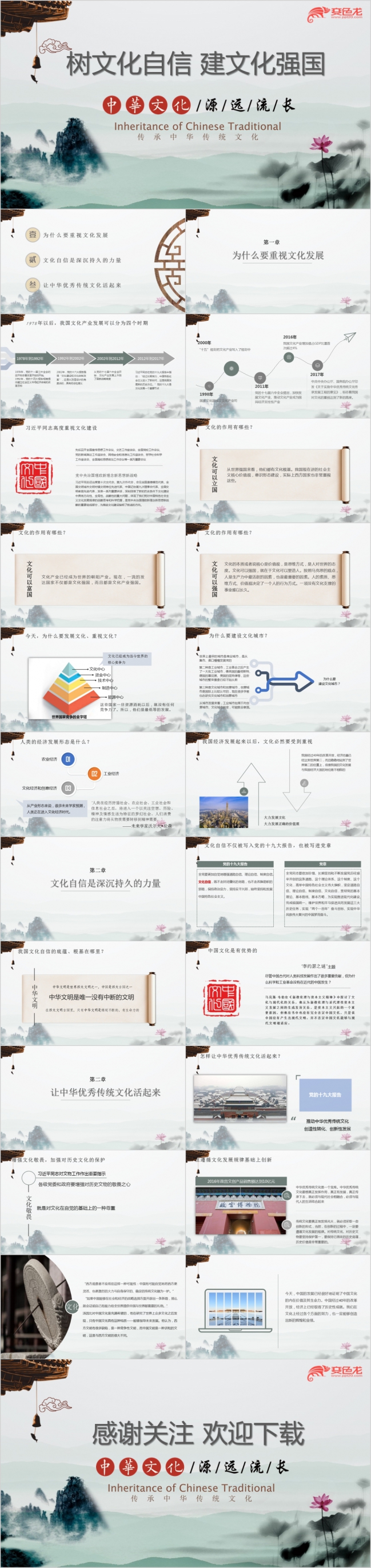 水墨风论文建设表现建设社会主义文化强国PPT