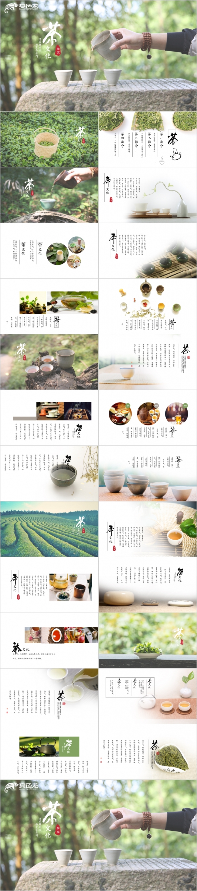 品味人生清新淡雅健康养生中国茶文化ppt模板