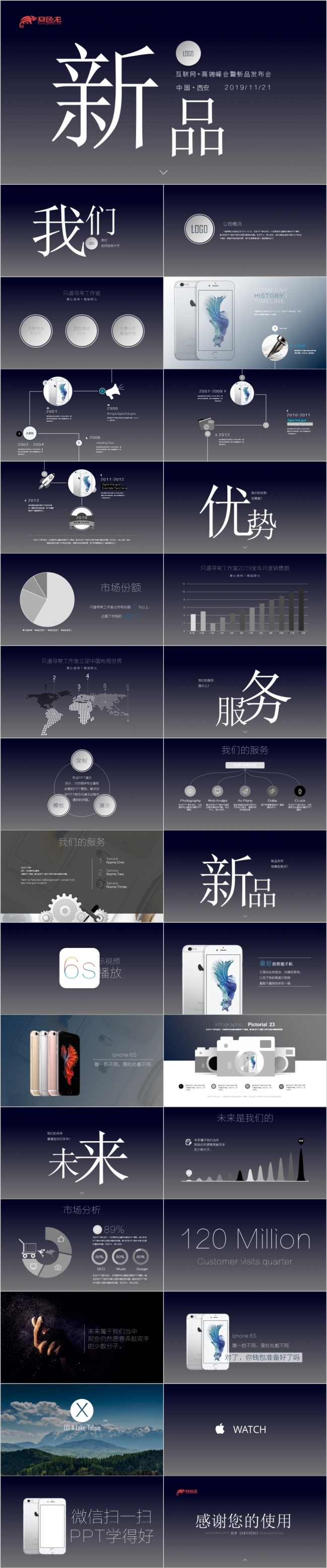 黑色高端大气精致互联网产品发布会PPT模板