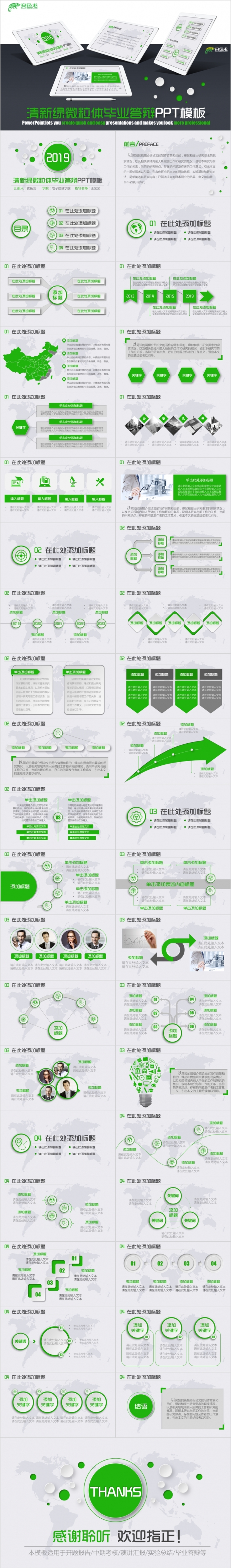 清新绿微粒体毕业答辩开题报告PPT模板