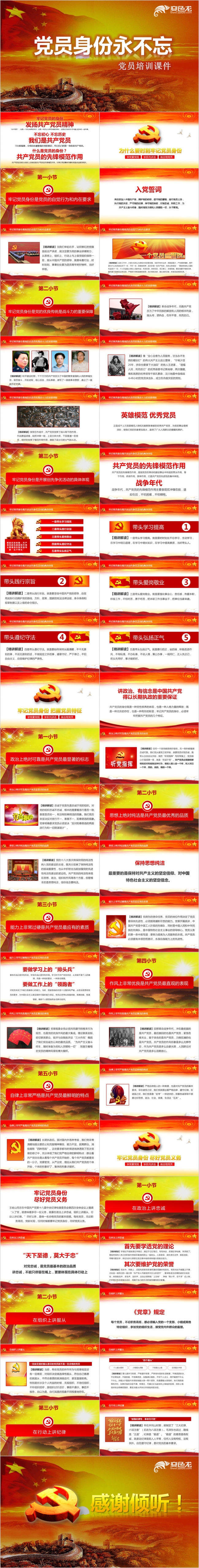 简约党员身份永不忘党员培训课件PPT模版