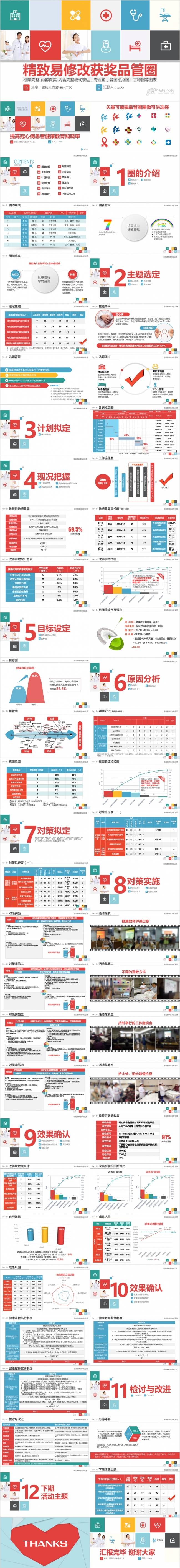 严谨精致炫彩风易修改品管圈PPT模板