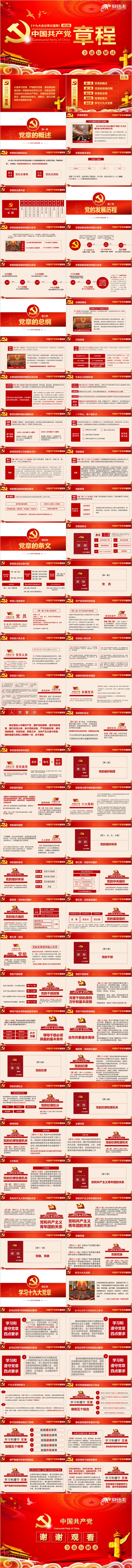 全方位解读中国共产党章程PPT模版