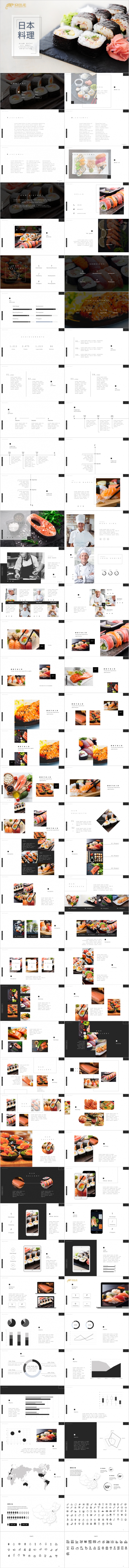 极简特色日本料理产品推广PPT模版