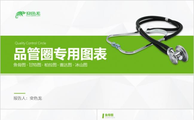 QCC品管圈鱼骨图柏拉图甘特图雷达图冰山图专用图表PPT模板缩略图