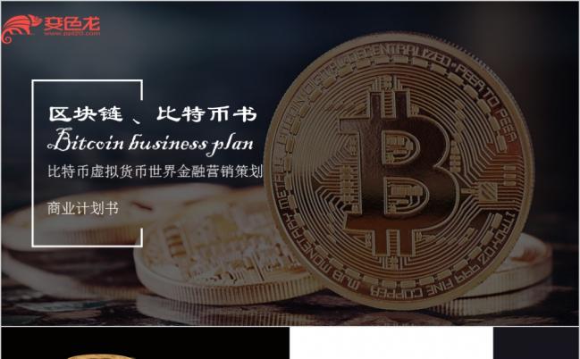 黑色经典沉稳严谨区块链比特币虚拟货币PPT模板缩略图