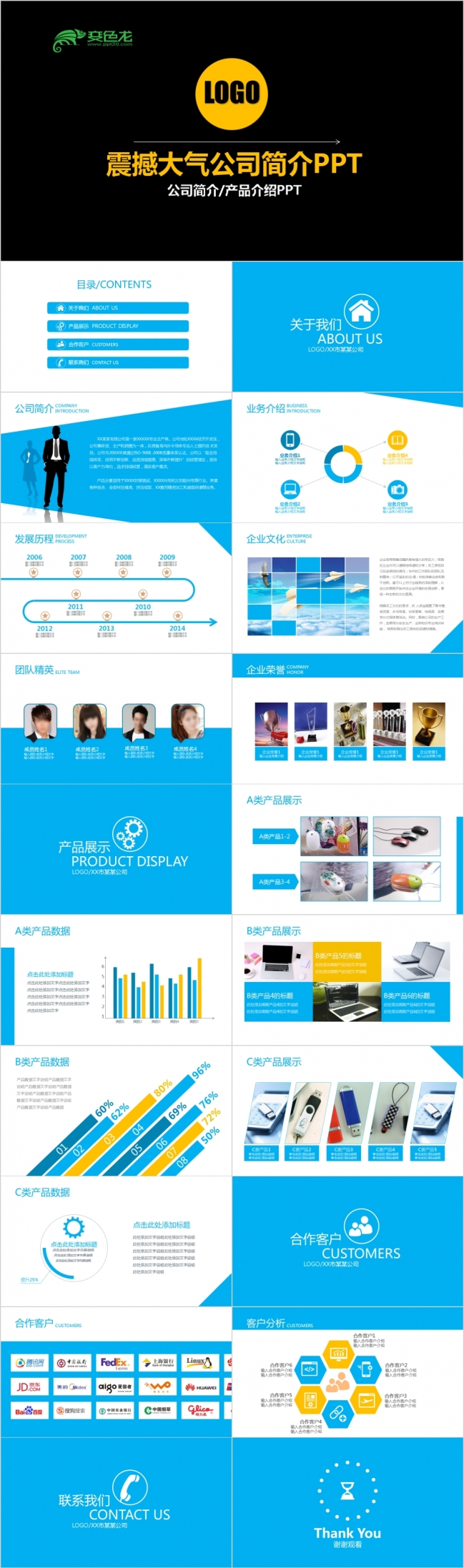 2019震撼公司文化宣传品牌展示产品营销ppt模板