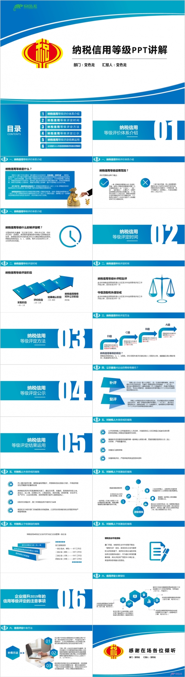 简约实用税收宣传税收教学纳税信用等级讲解PPT模板